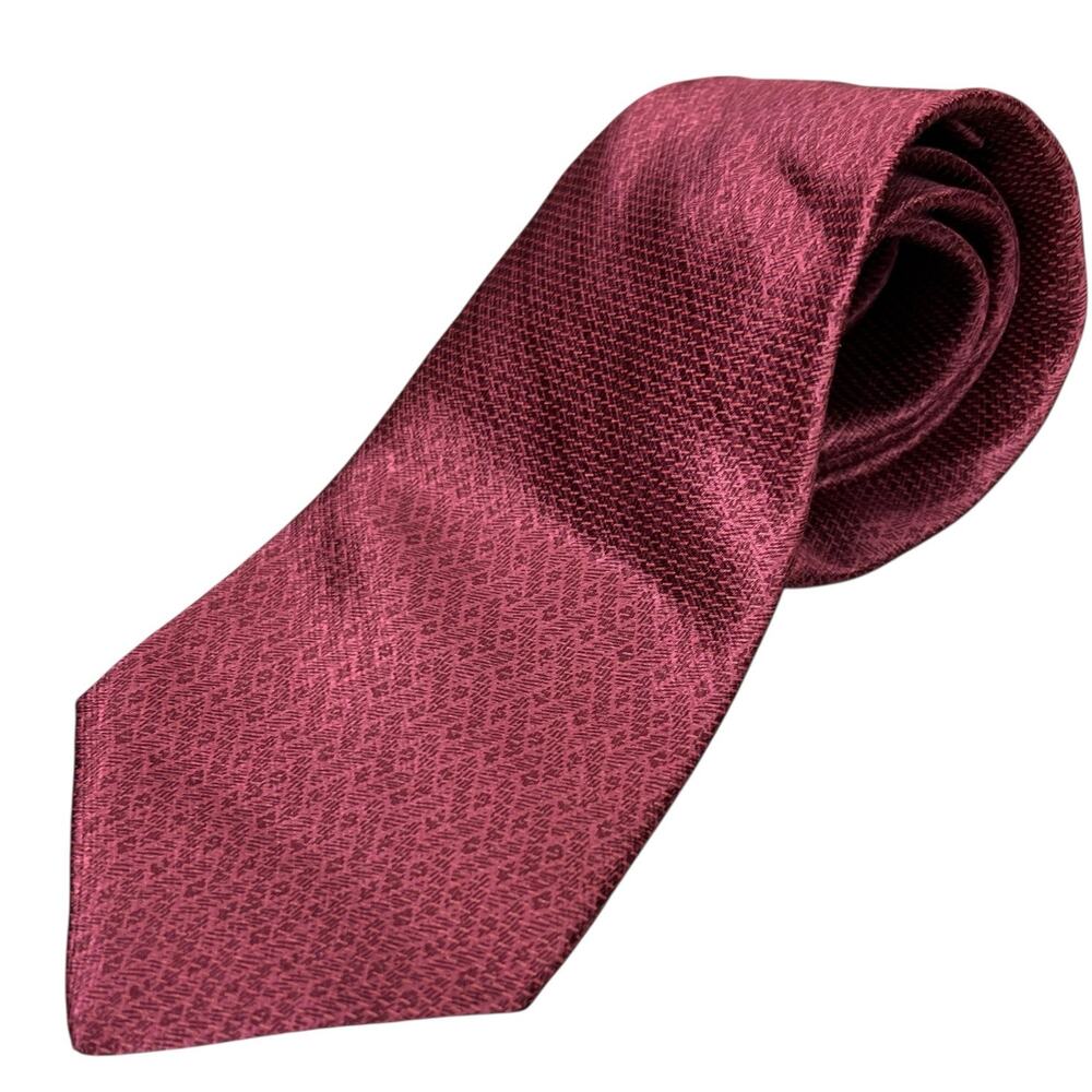 Charleston Tie Rack Necktie Mens Burgundy 100% Silk Pattern Career Classic Italy